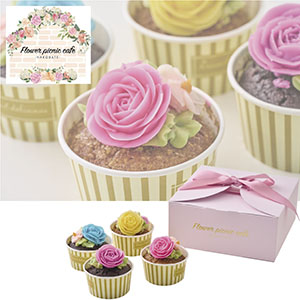 【母の日】〈Flower Picnic Cafe〉食べられるお花のカップケーキ4個セット