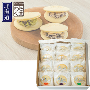 ＜わらく堂＞白どら3種12個セットN24