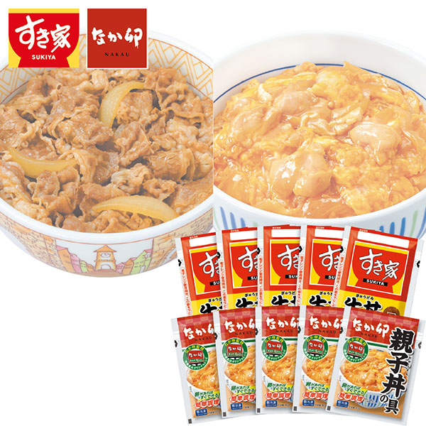 ＜すき家・なか卯＞すき家牛丼の具・なか卯親子丼の具セット