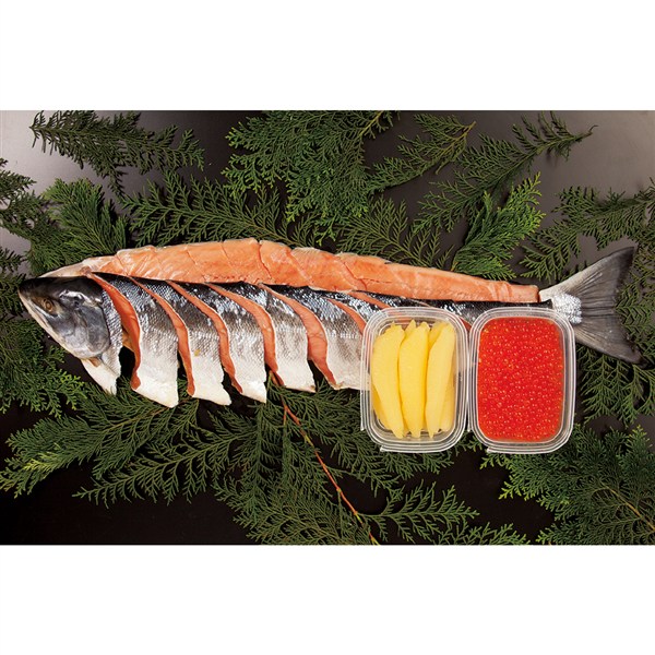 ＜北海道海産＞新巻鮭姿切身・魚卵詰合せ