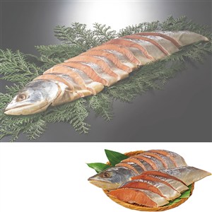 北海道産　新巻鮭半身切身　L
