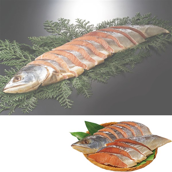 北海道産　新巻鮭半身切身　L