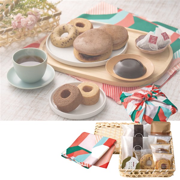 【母の日】風呂敷で包んだ竹籠スイーツ 結びごころ
